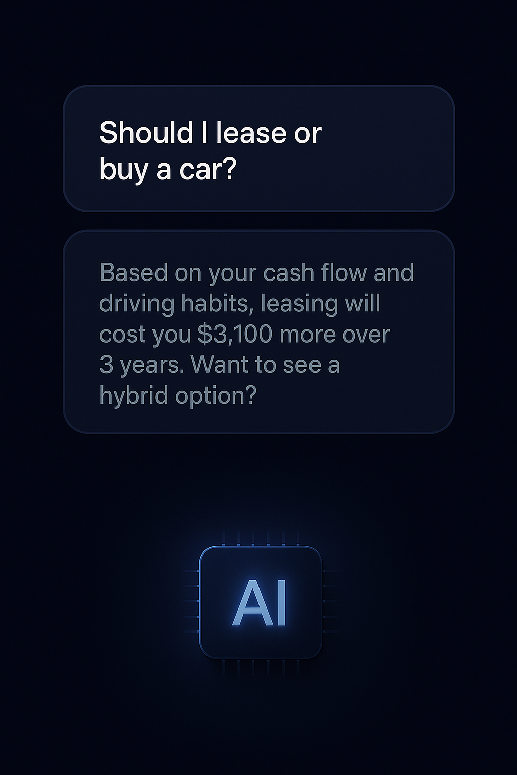 AI-powered personalized advice on leasing vs buying a car